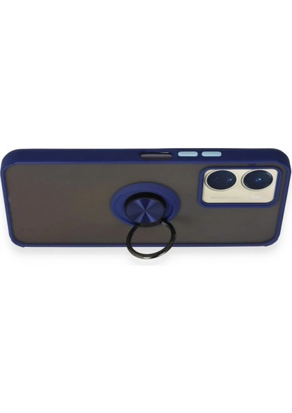 Ieg Vivo Y16 Kılıf Montreal Yüzüklü Silikon Kapak - Lacivert modelleri