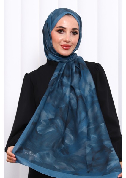 Petrol Yeşili Desenli Soft Dijital Şal