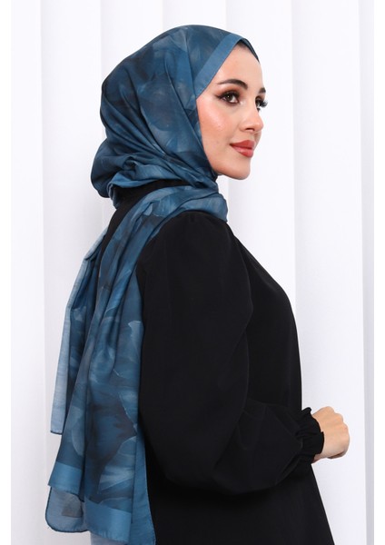 Petrol Yeşili Desenli Soft Dijital Şal modelleri