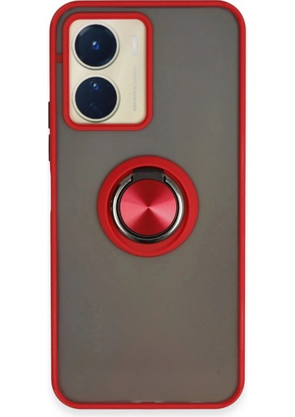 Ieg Vivo Y16 Kılıf Montreal Yüzüklü Silikon Kapak - Kırmızı
