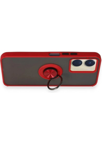 Ieg Vivo Y16 Kılıf Montreal Yüzüklü Silikon Kapak - Kırmızı modelleri