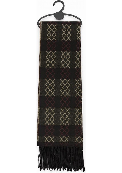 Unisex Floş Yün Desenli Şal Atkı (190 Cm)