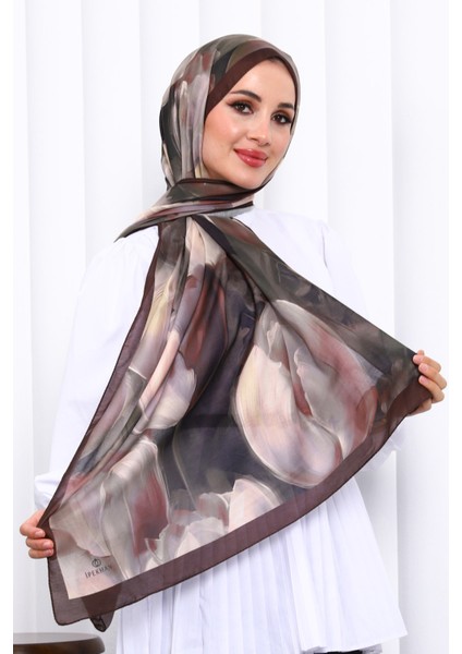 Kahverengi Desenli Soft Dijital Şal