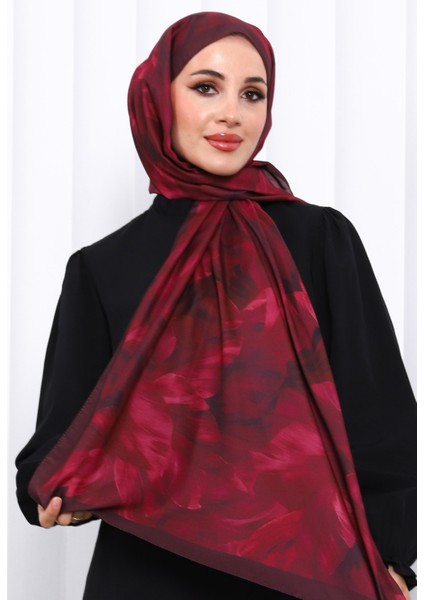 Mürdüm Desenli Soft Dijital Şal