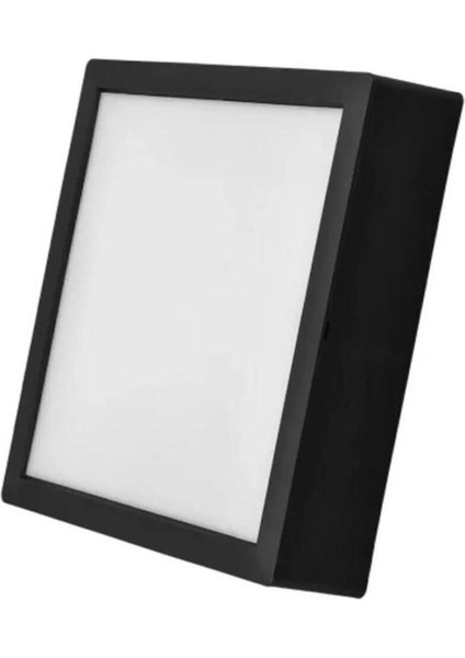18 W LED Panel - Beyaz Işık (6500K) - Siyah Kasa - Kare - Sıva Üstü -