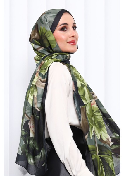Yağ Yeşili Desenli Soft Dijital Şal fiyatları