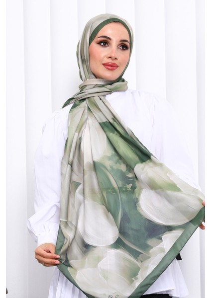 Yeşil Desenli Soft Dijital Şal