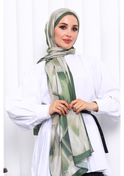 Yeşil Desenli Soft Dijital Şal modelleri