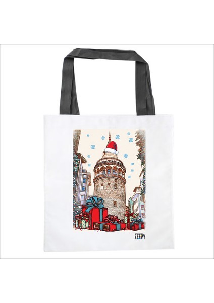 Zeepy Design Yılbaşı Tasarım Bez Çanta Alışveriş Çantası Omuz Çantası