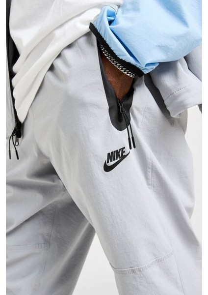 Tech Sportswear Fleece Woven Open-Hem Gri Erkek Eşofman Altı