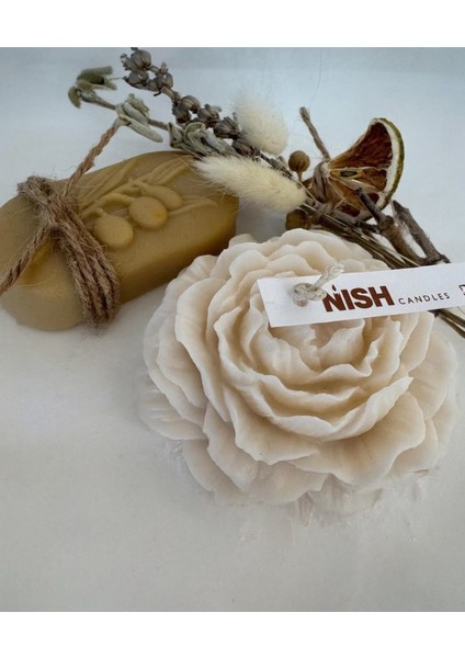 Doğal Şıklık Hediye Seti Şakayık Mum, Yoğurt Sabunu ve Kuru Çiçek Demeti Öğretmenler Günü Hediyesi fiyatları