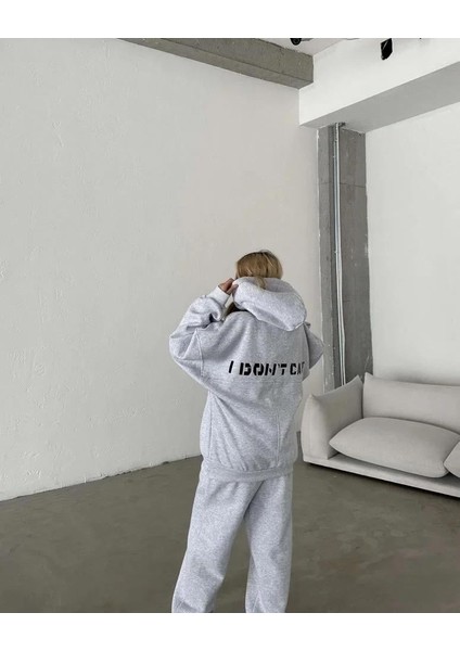 Nakış Işlemeli Üç Iplik Sweat Takım- Gri