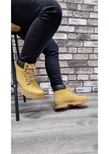 Rahat Kaymaz Kauçuk Taban Soğuğa ve Suya Dayanıklı Nubuk Bot Cat Modeli