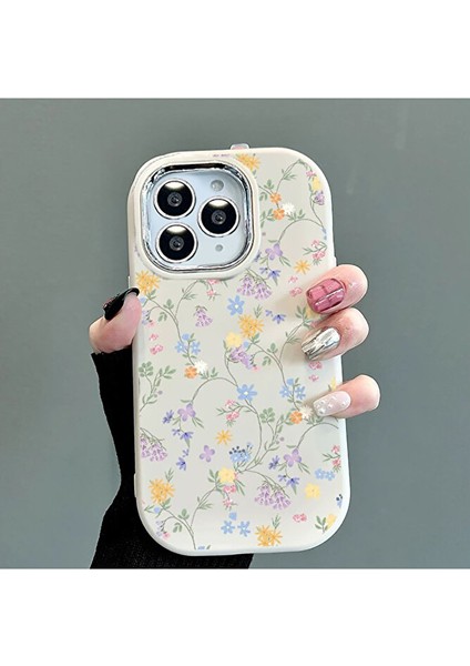 Iphone 15 Pro Max Çiçek Desenli Kamera Korumalı Darbeye Karşı Dayanıklı Silikon Kılıf