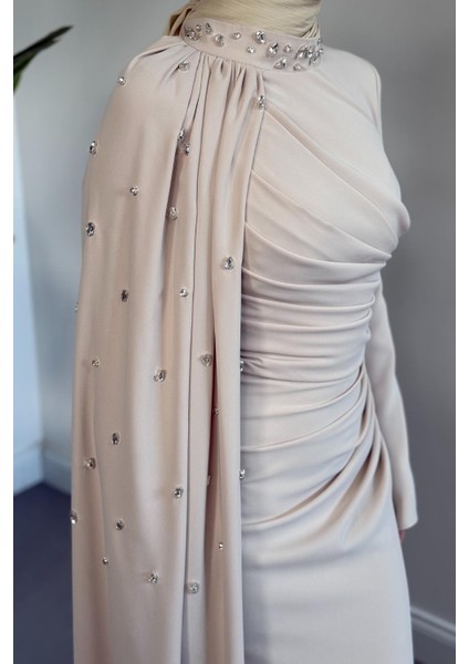 Astana Yandan Taşlı Abiye Krem indirimleri