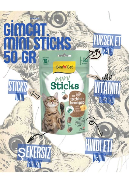 Mini Stick Ödür Çubukları 3'lü Set (Hindi-Peynir, Tavuk-Kedi Otu, Somon-Kinoa) modelleri