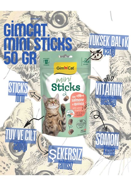 Mini Stick Ödür Çubukları 3'lü Set (Hindi-Peynir, Tavuk-Kedi Otu, Somon-Kinoa) fırsatları