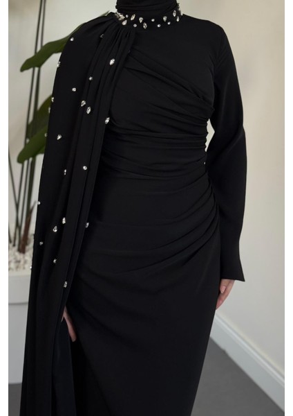 Astana Yandan Taşlı Abiye Siyah fırsatları