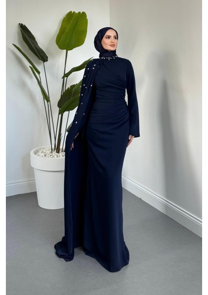 Astana Yandan Taşlı Abiye Lacivert fiyatları