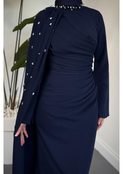 Astana Yandan Taşlı Abiye Lacivert fırsatları