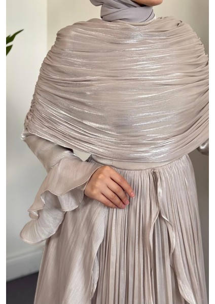 Naruna Pelerinli Fırfırlı Abiye Taş modelleri