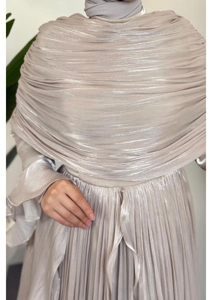 Naruna Pelerinli Fırfırlı Abiye Taş fırsatları