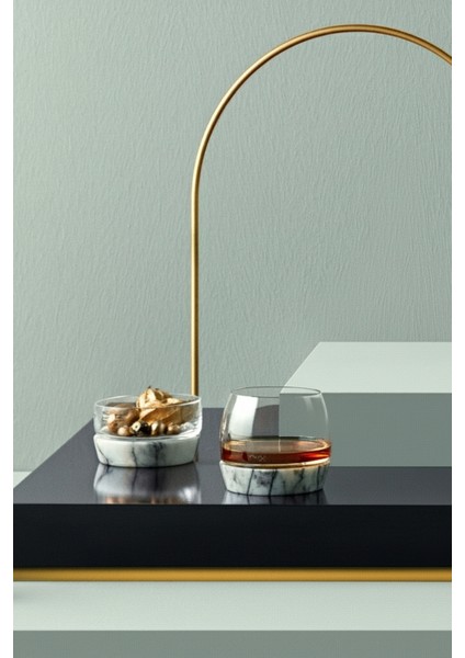 Chill Mermer Altlıklı Kristal Cam Viski Bardağı ve Çerezlik Seti - Özel Tasarım Sunum Takımı fiyatları