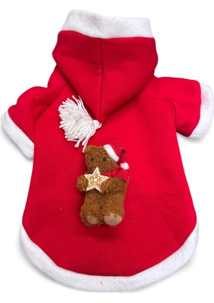 Uncle Teddy Kırmızı Xmas Köpek Kıyafeti | Kapüşonlu Polar Noel Sweatshirt | Küçük Irklar Için fiyatları