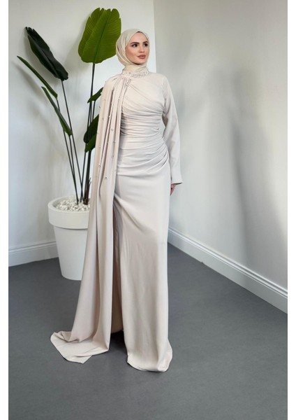 Astana Yandan Taşlı Abiye Krem fiyatları