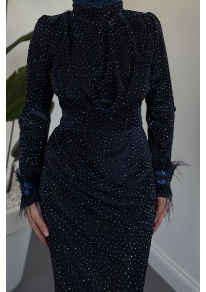 Zuelia Taşlı Kuyruklu Balık Abiye Lacivert modelleri