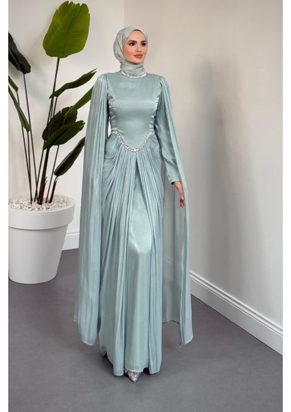 Maelis Beli ve Boynu Taşlı Abiye Mint fiyatları