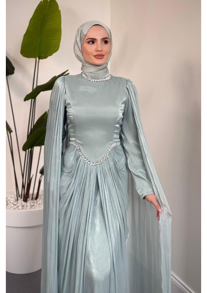 Maelis Beli ve Boynu Taşlı Abiye Mint modelleri