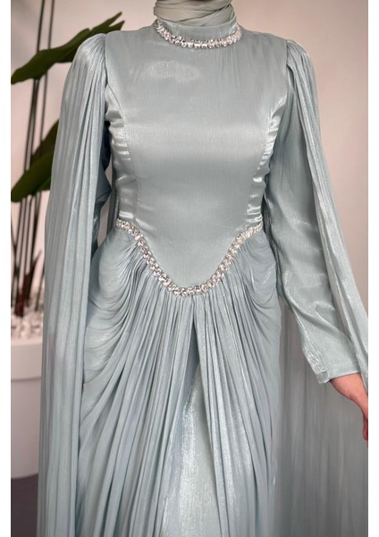 Maelis Beli ve Boynu Taşlı Abiye Mint indirimleri