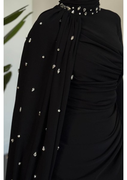 Astana Yandan Taşlı Abiye Siyah indirimleri