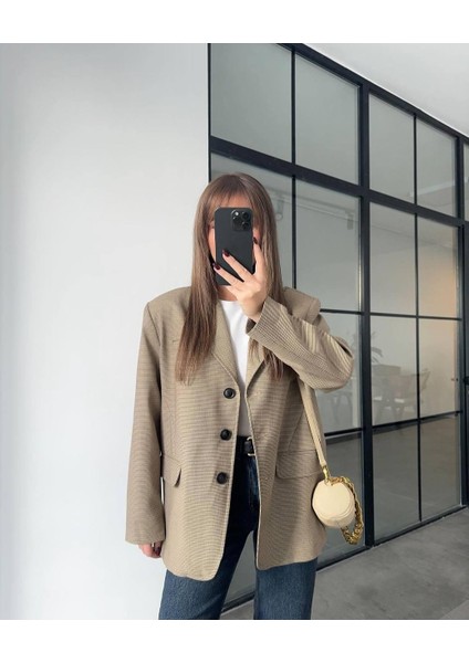 Ekose Oversize Kesim Tasarım Pinterest Muadil Premium Kalite Trend Düğme Detay Business Blazer Ceket