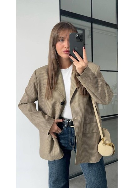 Ekose Oversize Kesim Tasarım Pinterest Muadil Premium Kalite Trend Düğme Detay Business Blazer Ceket modelleri