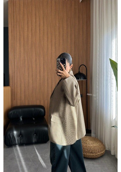 Ekose Oversize Kesim Tasarım Pinterest Muadil Premium Kalite Trend Düğme Detay Business Blazer Ceket