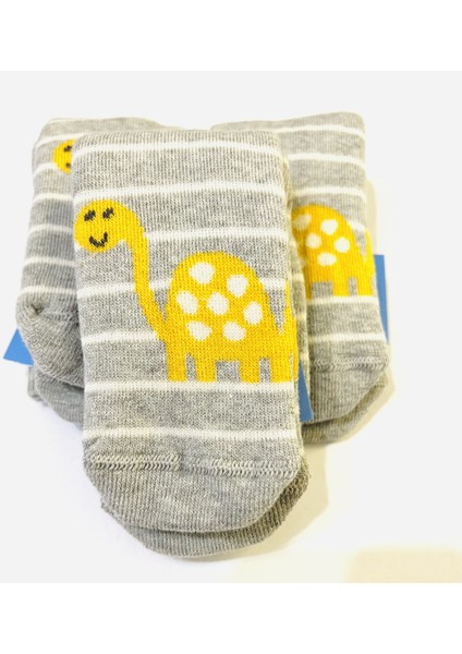 Kaplumbağa Figürlü Dikişsiz, Kaydırmaz, Havlu Çocuk Çorabı 3'lü Kız/erkek modelleri