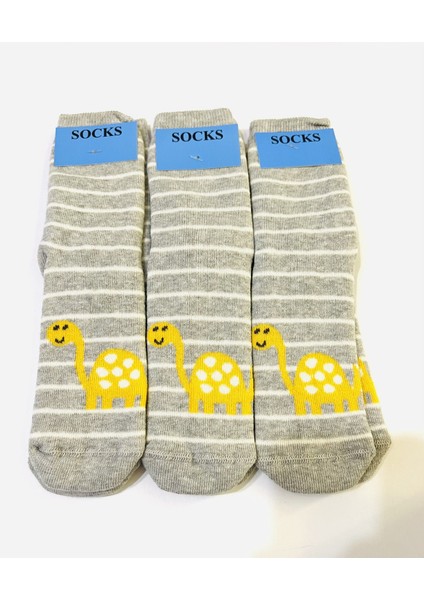 Kaplumbağa Figürlü Dikişsiz, Kaydırmaz, Havlu Çocuk Çorabı 3'lü Kız/erkek fırsatları