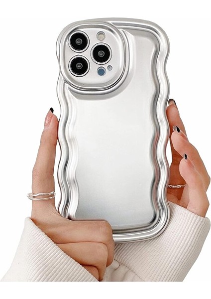 Iphone 15 Pro Max Için Metalik Gümüş Mat Moda Telefon Kılıfları Lüks Kaplama Silikon Koruyucu Kapak