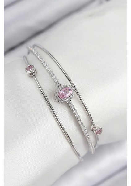 Bfs Pirinç Zirkon Taşlı Baget Model Gümüş Renk Kadın Bileklik