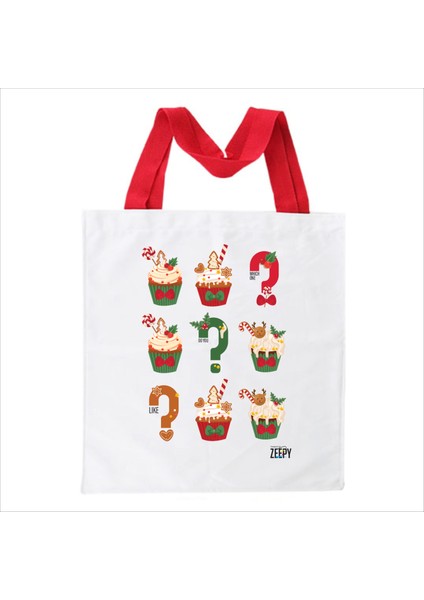 Yılbaşı Tasarım Bez Çanta Alışveriş Çantası Omuz Çantası