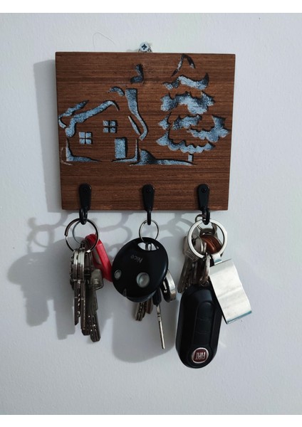 Ahşap Dekoratif Duvar Anahtarlık Askısı Anahtar Düzenleyici ,çoklu Kancalı Duvar Tipi Anahtar Askısı Çok Amaçlı Askılık Modern Tasarım Ev ve Ofis Için