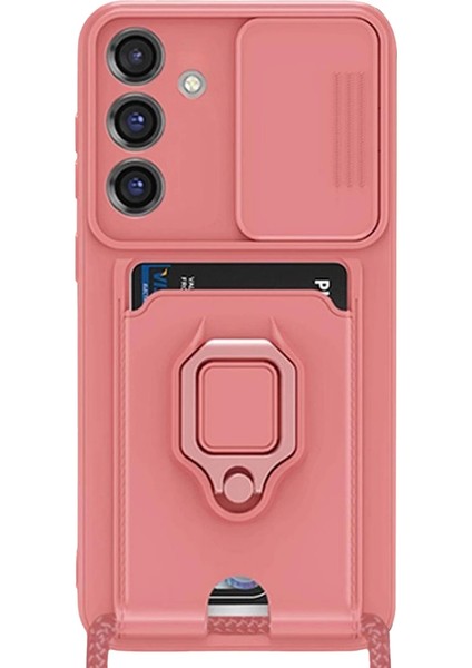 Samsung Galaxy S25 Plus Kılıf Zuma Kartvizitli Yüzüklü Silikon - Pembe