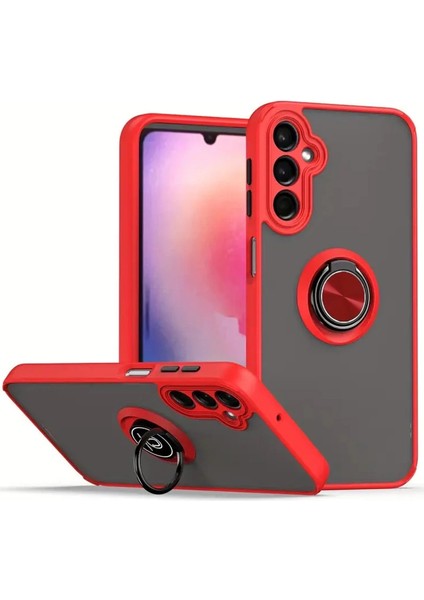 Samsung Galaxy A56 Kılıf Montreal Yüzüklü Silikon Kapak - Kırmızı