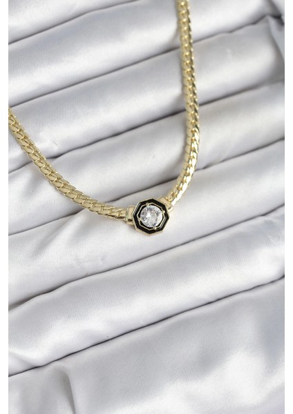 Bfs Pirinç Gold Renk Zirkon Taşlı Kadın Kolye