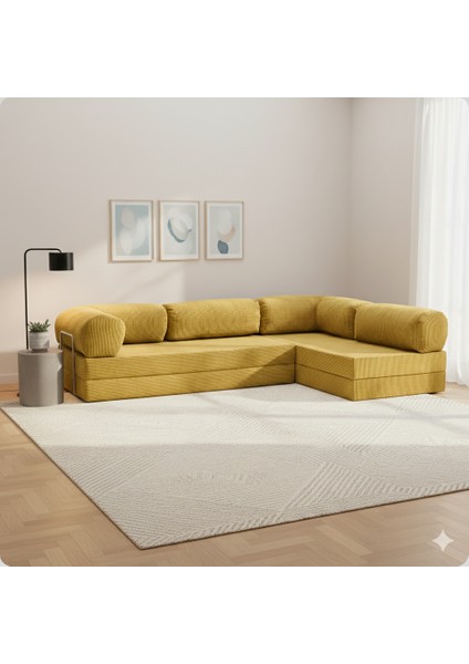 300X200 Teddy Serisi Köşe Açık Uzanma Modüler Koltuk | Yıkanabilir Corduroy Kumaş | Çok Fonksiyonlu Yer Yatağıyeny Fitilli Kadife | Köşe Koltuk | 160X160 Köşe Takımı | Modüler Köşe Takımı