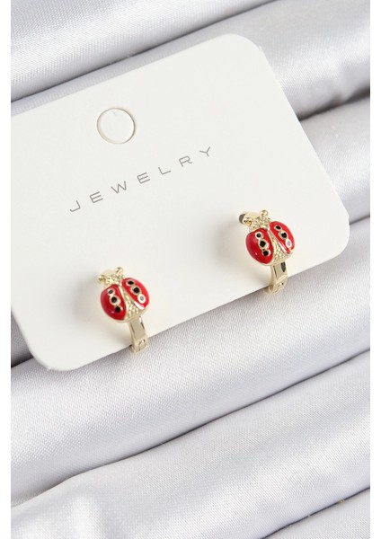 Bfs Pirinç Uğur Böceği Model Gold Renk Çocuk Küpe