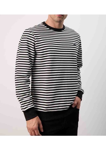 Bisiklet Yaka Çizgili Sıyah Arma Regular Fıt