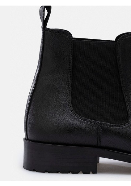 Erkek Siyah Hakiki Deri El Işçiliği Yanı Lastikli Tırtıklı Taban Chelsea Bot indirimleri